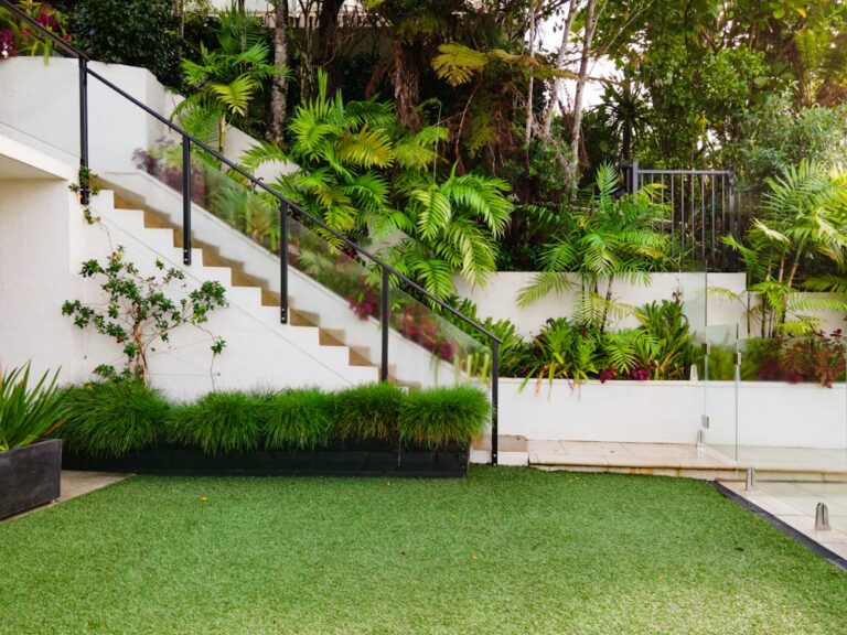 House with new lawn and steps