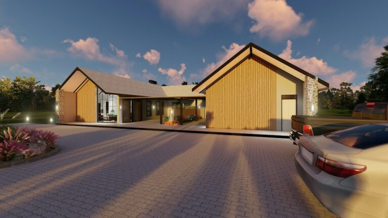 Modern house with large windows