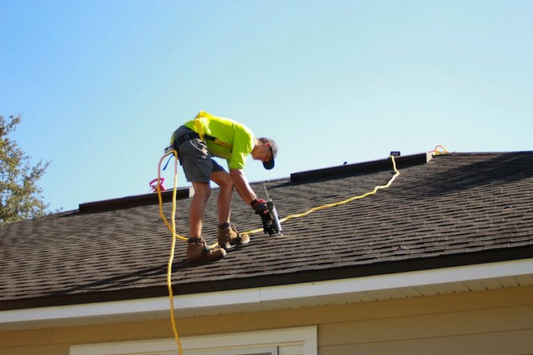 Roofer working on a roof