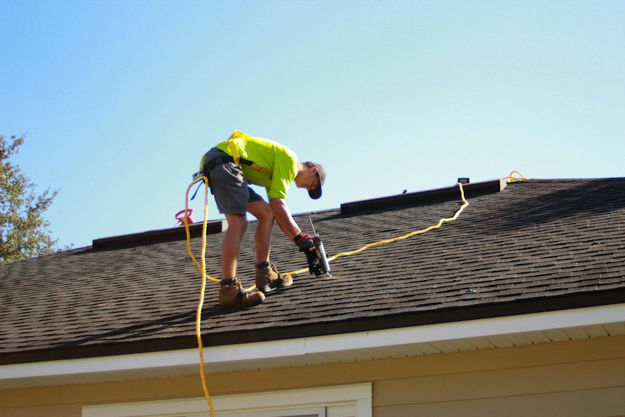 Roofer working on a roof